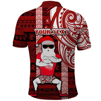 Personalized New Zealand Christmas Polo Shirt Santa Claus and Kiwi Bird Maori Tattoo Koru Pattern LT03 - Polynesian Pride