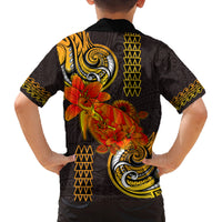 Hawaii Turtle Hibiscus Flower Family Matching Off Shoulder Maxi Dress and Hawaiian Shirt Polynesian Tattoo LT03 - Polynesian Pride