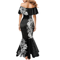 Hawaii Tropical Leaves and Flowers Mermaid Dress Tribal Polynesian Pattern Black White Style LT03 - Polynesian Pride