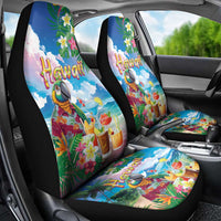 Hawaii Cocktails Car Seat Cover Parrot with Cute Beach Landscape and Tropical Plants