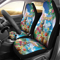 Hawaii Cocktails Car Seat Cover Parrot with Cute Beach Landscape and Tropical Plants