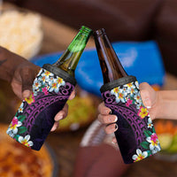 Hawaiian Plumeria-Polynesian Art Tattoo Mauve Color 4 in 1 Can Cooler Tumbler