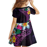 Hawaiian Plumeria-Polynesian Art Tattoo Mauve Color Family Matching Off Shoulder Maxi Dress and Hawaiian Shirt