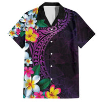 Hawaiian Plumeria-Polynesian Art Tattoo Mauve Color Family Matching Short Sleeve Bodycon Dress and Hawaiian Shirt