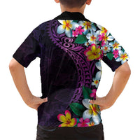 Hawaiian Plumeria-Polynesian Art Tattoo Mauve Color Family Matching Summer Maxi Dress and Hawaiian Shirt
