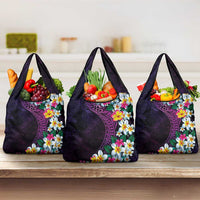 Hawaiian Plumeria-Polynesian Art Tattoo Mauve Color Grocery Bag