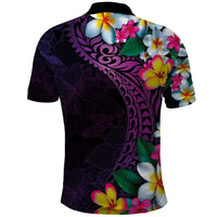 Hawaiian Plumeria-Polynesian Art Tattoo Mauve Color Polo Shirt