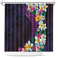 Hawaiian Plumeria-Polynesian Art Tattoo Mauve Color Shower Curtain