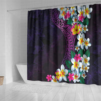 Hawaiian Plumeria-Polynesian Art Tattoo Mauve Color Shower Curtain