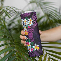 Hawaiian Plumeria-Polynesian Art Tattoo Mauve Color Skinny Tumbler