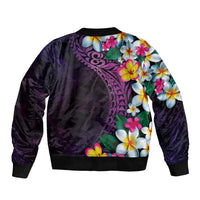 Hawaiian Plumeria-Polynesian Art Tattoo Mauve Color Sleeve Zip Bomber Jacket LT03 - Polynesian Pride