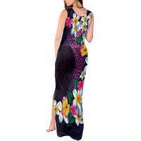 Hawaiian Plumeria-Polynesian Art Tattoo Mauve Color Tank Maxi Dress LT03 - Polynesian Pride