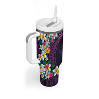 Hawaiian Plumeria-Polynesian Art Tattoo Mauve Color Tumbler With Handle LT03 - Polynesian Pride