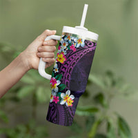 Hawaiian Plumeria-Polynesian Art Tattoo Mauve Color Tumbler With Handle LT03 - Polynesian Pride
