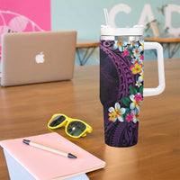 Hawaiian Plumeria-Polynesian Art Tattoo Mauve Color Tumbler With Handle LT03 - Polynesian Pride