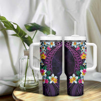 Hawaiian Plumeria-Polynesian Art Tattoo Mauve Color Tumbler With Handle LT03 - Polynesian Pride
