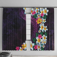 Hawaiian Plumeria-Polynesian Art Tattoo Mauve Color Window Curtain LT03 With Hooks Purple - Polynesian Pride