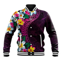 Hawaiian Plumeria-Polynesian Art Tattoo Plum Pink Color Baseball Jacket LT03 Unisex Pink - Polynesian Pride