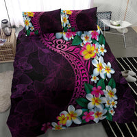 Hawaiian Plumeria-Polynesian Art Tattoo Plum Pink Color Bedding Set