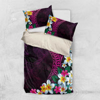 Hawaiian Plumeria-Polynesian Art Tattoo Plum Pink Color Bedding Set