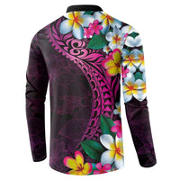 Hawaiian Plumeria-Polynesian Art Tattoo Plum Pink Color Button Sweatshirt LT03 - Polynesian Pride