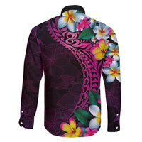 Hawaiian Plumeria-Polynesian Art Tattoo Plum Pink Color Family Matching Puletasi and Hawaiian Shirt