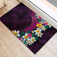 Hawaiian Plumeria-Polynesian Art Tattoo Plum Pink Color Rubber Doormat LT03 - Polynesian Pride