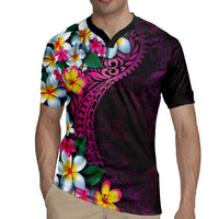 Hawaiian Plumeria-Polynesian Art Tattoo Plum Pink Color Rugby Jersey