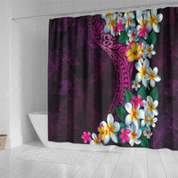 Hawaiian Plumeria-Polynesian Art Tattoo Plum Pink Color Shower Curtain