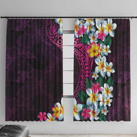 Hawaiian Plumeria-Polynesian Art Tattoo Plum Pink Color Window Curtain LT03 With Hooks Pink - Polynesian Pride