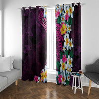 Hawaiian Plumeria-Polynesian Art Tattoo Plum Pink Color Window Curtain LT03 With Grommets Pink - Polynesian Pride