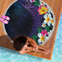 Hawaiian Plumeria-Polynesian Art Tattoo Frosted Blue Violet Color Beach Blanket LT03 - Polynesian Pride