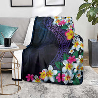 Hawaiian Plumeria-Polynesian Art Tattoo Frosted Blue Violet Color Blanket LT03 - Polynesian Pride