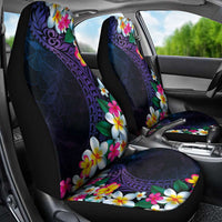Hawaiian Plumeria-Polynesian Art Tattoo Frosted Blue Violet Color Car Seat Cover