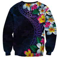 Hawaiian Plumeria-Polynesian Art Tattoo Frosted Blue Violet Color Sweatshirt LT03 - Polynesian Pride