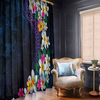 Hawaiian Plumeria-Polynesian Art Tattoo Frosted Blue Violet Color Window Curtain LT03 - Polynesian Pride
