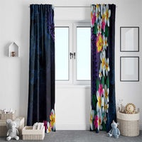 Hawaiian Plumeria-Polynesian Art Tattoo Frosted Blue Violet Color Window Curtain LT03 - Polynesian Pride