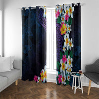 Hawaiian Plumeria-Polynesian Art Tattoo Frosted Blue Violet Color Window Curtain LT03 With Grommets Blue - Polynesian Pride