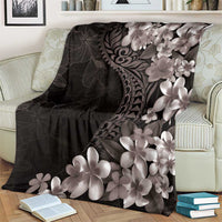 Hawaiian Plumeria-Polynesian Art Tattoo Grayscale Color Blanket LT03 - Polynesian Pride
