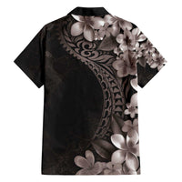 Hawaiian Plumeria-Polynesian Art Tattoo Grayscale Color Family Matching Off The Shoulder Long Sleeve Dress and Hawaiian Shirt