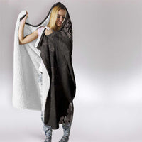 Hawaiian Plumeria-Polynesian Art Tattoo Grayscale Color Hooded Blanket LT03 - Polynesian Pride