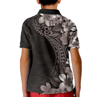 Hawaiian Plumeria-Polynesian Art Tattoo Grayscale Color Kid Polo Shirt