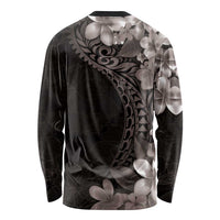 Hawaiian Plumeria-Polynesian Art Tattoo Grayscale Color Long Sleeve Shirt LT03 - Polynesian Pride