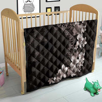 Hawaiian Plumeria-Polynesian Art Tattoo Grayscale Color Quilt