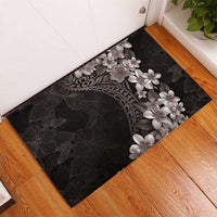 Hawaiian Plumeria-Polynesian Art Tattoo Grayscale Color Rubber Doormat LT03 - Polynesian Pride