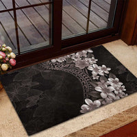 Hawaiian Plumeria-Polynesian Art Tattoo Grayscale Color Rubber Doormat LT03 - Polynesian Pride