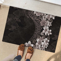 Hawaiian Plumeria-Polynesian Art Tattoo Grayscale Color Rubber Doormat LT03 - Polynesian Pride