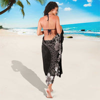 Hawaiian Plumeria-Polynesian Art Tattoo Grayscale Color Sarong