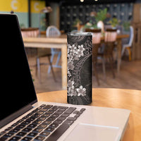 Hawaiian Plumeria-Polynesian Art Tattoo Grayscale Color Skinny Tumbler