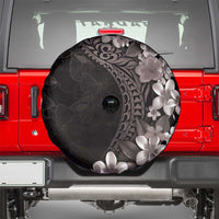 Hawaiian Plumeria-Polynesian Art Tattoo Grayscale Color Spare Tire Cover